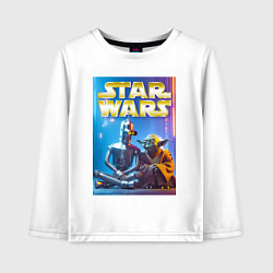 Лонгслив хлопковый детский Bender and Yoda - ai art collab, цвет: белый