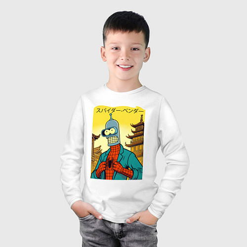 Детский лонгслив Spider Bender -Japanese style / Белый – фото 3