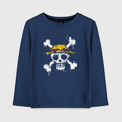 Лонгслив хлопковый детский Пираты соломенной шляпы, цвет: тёмно-синий