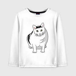 Лонгслив хлопковый детский Бендер - мемный кот, цвет: белый