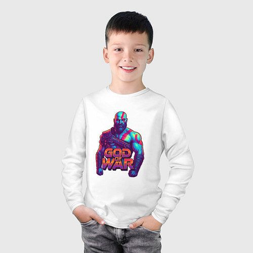 Детский лонгслив God of war Кратос / Белый – фото 3