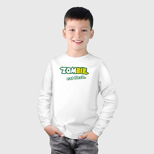 Детский лонгслив Зомби едят плоть / Белый – фото 3
