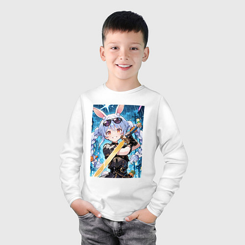 Детский лонгслив Сражение боевой крольчихи / Белый – фото 3