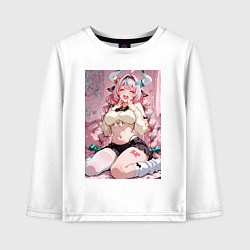 Лонгслив хлопковый детский Смущенная коровка с сердечками, цвет: белый