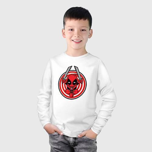Детский лонгслив Дэдпул с мечами / Белый – фото 3