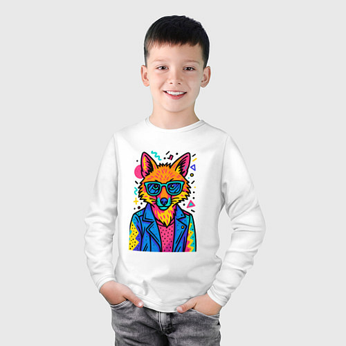 Детский лонгслив Лиса Pop Colors / Белый – фото 3