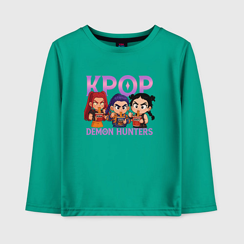 Детский лонгслив Кей-поп-охотницы на демонов чиби / Зеленый – фото 1