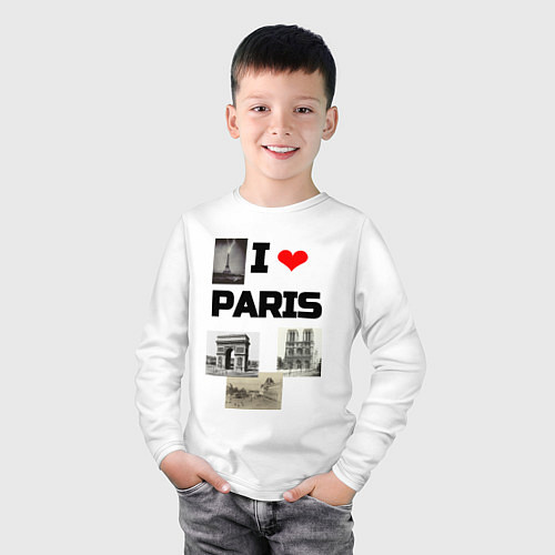 Детский лонгслив I love Paris / Белый – фото 3