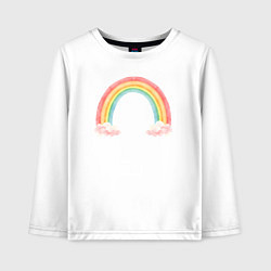Лонгслив хлопковый детский Радуга распустилась, цвет: белый