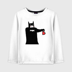 Лонгслив хлопковый детский Сердечко Бэтмена, цвет: белый