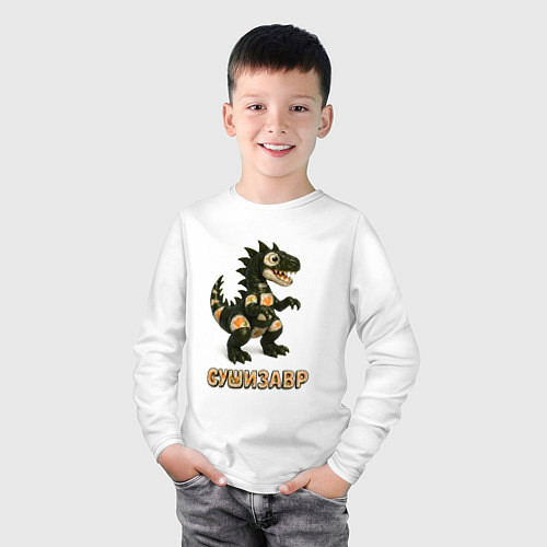 Детский лонгслив Веселый сушизавр / Белый – фото 3