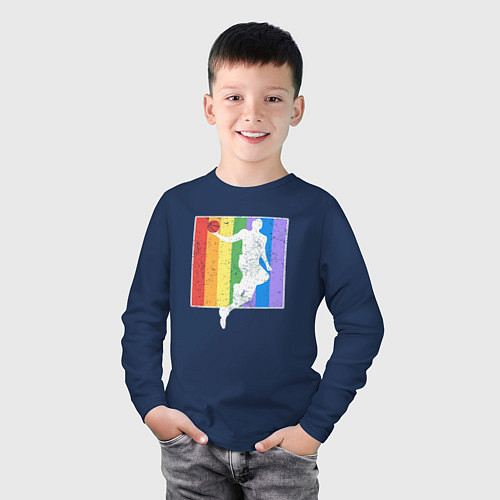 Детский лонгслив Play basket / Тёмно-синий – фото 3