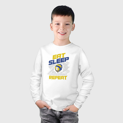 Детский лонгслив Eat sleep volleyball repeat / Белый – фото 3