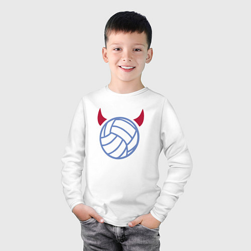 Детский лонгслив Volleyball devil / Белый – фото 3