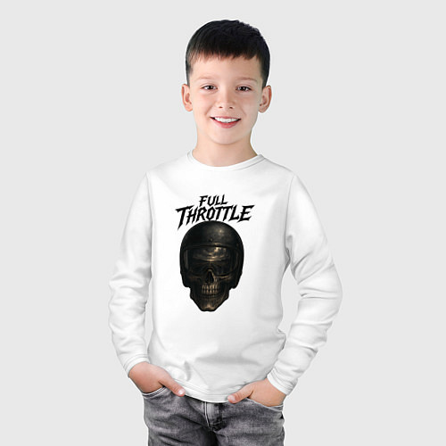 Детский лонгслив Full throttle Череп мотоциклиста / Белый – фото 3