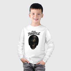 Лонгслив хлопковый детский Full throttle Череп мотоциклиста, цвет: белый — фото 2