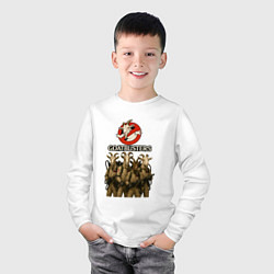 Лонгслив хлопковый детский Охотники за приведениями с козлами, цвет: белый — фото 2