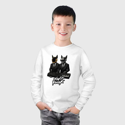 Детский лонгслив Daft Punk - кибер собаки / Белый – фото 3