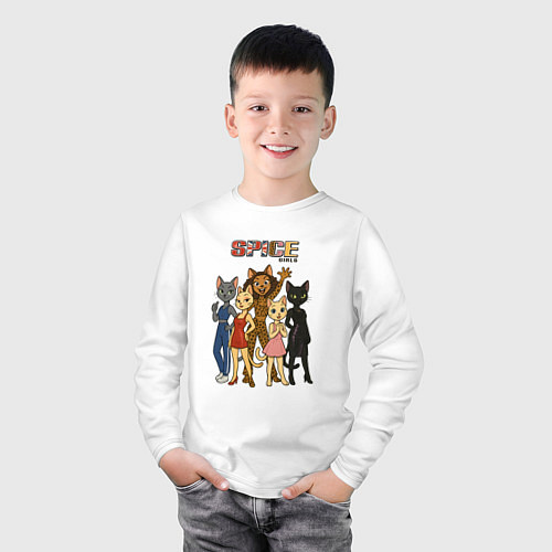 Детский лонгслив Spice girls кошки / Белый – фото 3