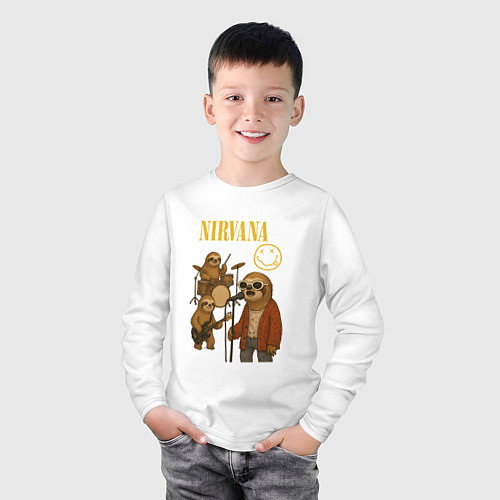 Детский лонгслив Nirvana ленивцы / Белый – фото 3
