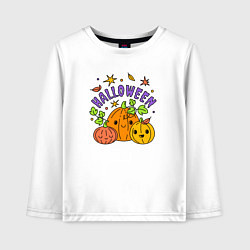 Лонгслив хлопковый детский Весёлый хэллоуин, цвет: белый