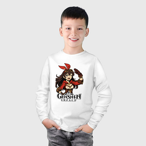 Детский лонгслив Эмбер из Genshin Impact / Белый – фото 3