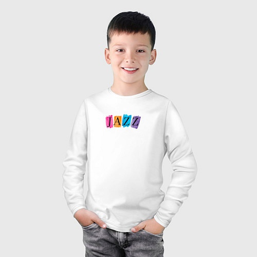 Детский лонгслив Джаз в акварельной абстракции / Белый – фото 3