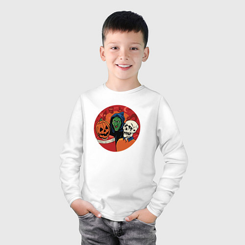 Детский лонгслив Halloween friends / Белый – фото 3