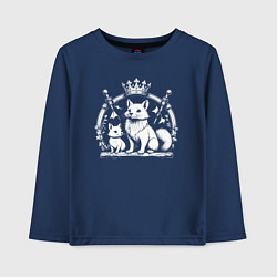 Лонгслив хлопковый детский Соболята с короной, цвет: тёмно-синий