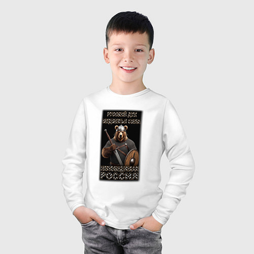 Детский лонгслив Медвежья сила / Белый – фото 3