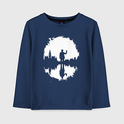 Лонгслив хлопковый детский Тень человека в Англии, цвет: тёмно-синий
