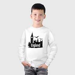 Лонгслив хлопковый детский Англия: величие Биг-Бена, цвет: белый — фото 2