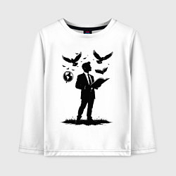 Лонгслив хлопковый детский Учитель с символами, цвет: белый