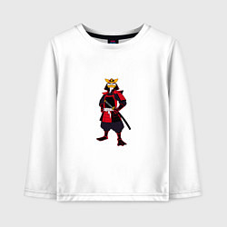 Лонгслив хлопковый детский Утка-самурай с катаной, цвет: белый