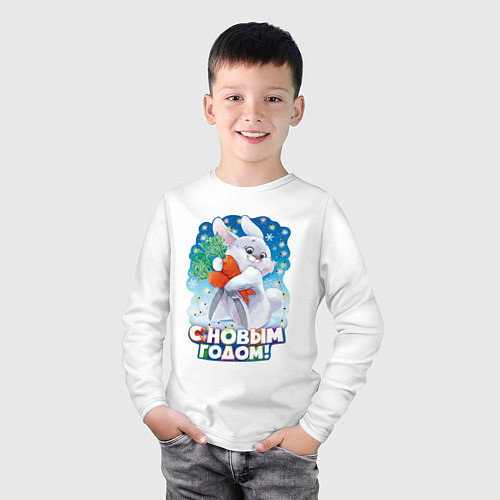 Детский лонгслив С Новым годом / Белый – фото 3
