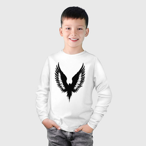 Детский лонгслив Крылатый силуэт Banksy / Белый – фото 3