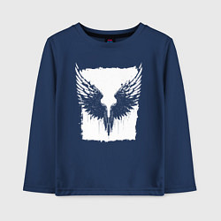 Лонгслив хлопковый детский Глитч крыльев, цвет: тёмно-синий
