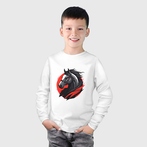 Детский лонгслив Лошадь / Белый – фото 3
