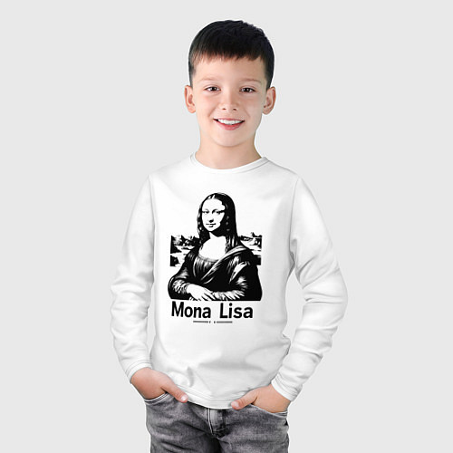 Детский лонгслив Мона Лиза графическая интерпретация / Белый – фото 3