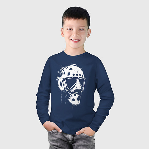Детский лонгслив Белая хоккейная маска / Тёмно-синий – фото 3