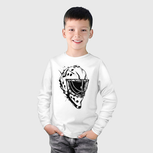 Детский лонгслив Черная вратарская маска / Белый – фото 3