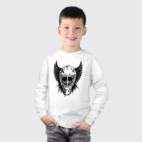 Детский лонгслив Крылатая хоккейная маска / Белый – фото 3