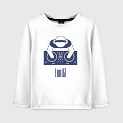 Лонгслив хлопковый детский I am DJ, цвет: белый