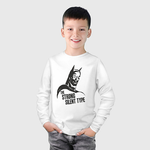 Детский лонгслив Бэтмен - сильный и молчаливый / Белый – фото 3