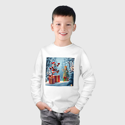 Детский лонгслив Дед Морозио и Принцесса Снегурочка: вперёд за пода / Белый – фото 3