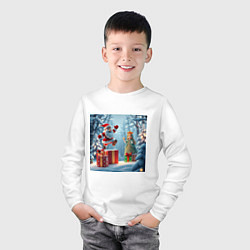 Лонгслив хлопковый детский Дед Морозио и Принцесса Снегурочка: вперёд за пода, цвет: белый — фото 2