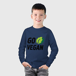 Лонгслив хлопковый детский Go vegan, цвет: тёмно-синий — фото 2