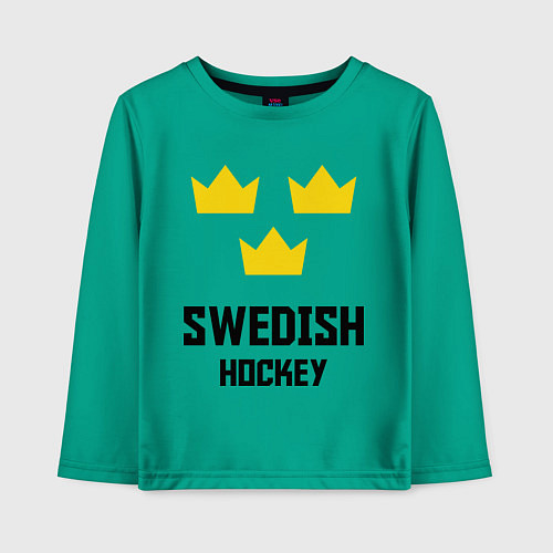 Детский лонгслив Swedish Hockey / Зеленый – фото 1