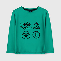 Лонгслив хлопковый детский Led Zeppelin: symbols, цвет: зеленый