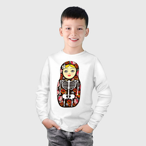 Детский лонгслив Матрёшка / Белый – фото 3
